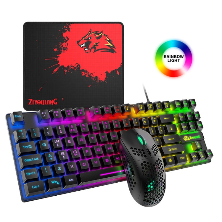 ZIYOU LANG T2 88 Keys Gaming Mechanical Luminous Keyboard and Mouse Set, Cable Length: 1.6m, T2 Black, T2 White