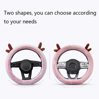 Antler Thick Plush Steering Wheel Cover, Style:, O Type (Pink), O Type (Gray), O Type (Black), O Type (Camel), O Type (White), D Type (Pink), D Type (Gray), D Type (Black), D Type (Camel), D Type (White)