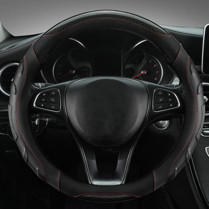 Leather Carbon Fiber Stitching Car Steering Wheel Set, Diameter:, 38cm