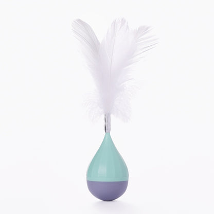 Cat Interactive Toy to Relieve Boredom Feather Tumbler Amusing Cat Stick, Green+Gray, White+Pink