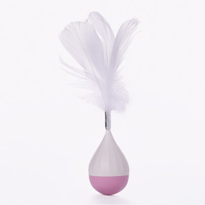 Cat Interactive Toy to Relieve Boredom Feather Tumbler Amusing Cat Stick, Green+Gray, White+Pink