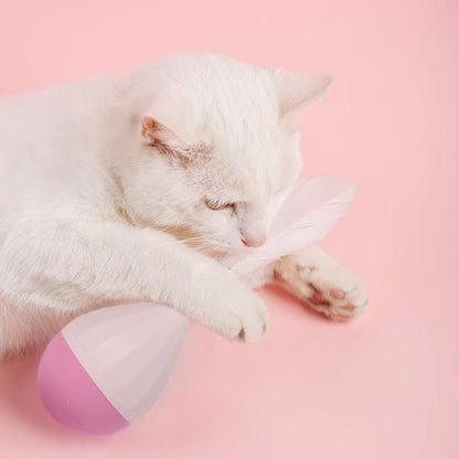 Cat Interactive Toy to Relieve Boredom Feather Tumbler Amusing Cat Stick, Green+Gray, White+Pink