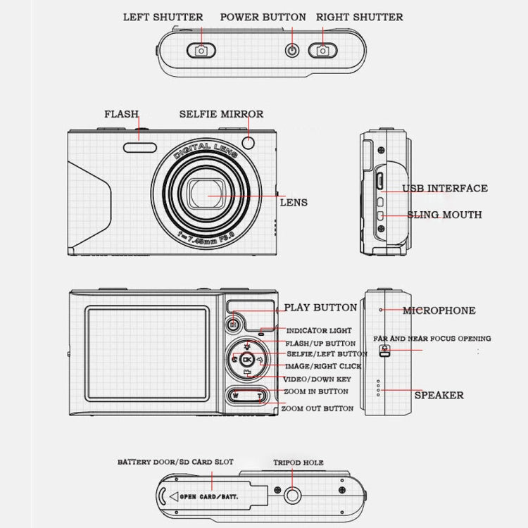 C8 4K  2.7-inch LCD Screen HD Digital Camera Retro Camera,Version:, 30W Standard Version  White