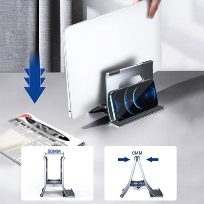 Oatsbasf 03880 H-type Alloy Laptop Gravity Automatic Storage Rack, Grey, Silver