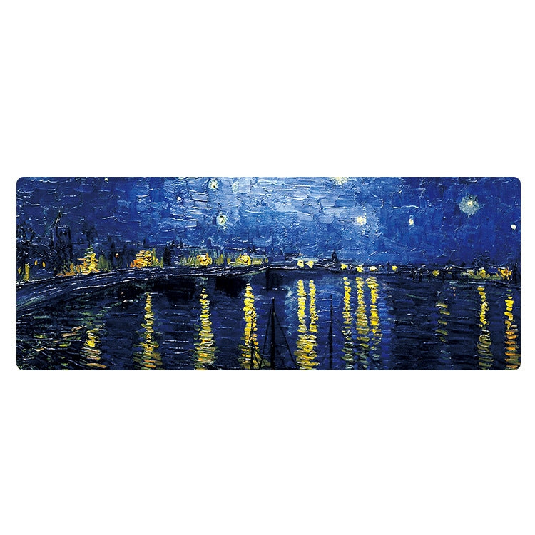 Am002 Large Oil Painting Desk Rubber Mouse Pad, 300x800x5mm Stitched Edges, 400x900x4mm Stitched Edges, 400x900x5mm Stitched Edges, 300x800x1.5mm No Stitched Edges, 300x800x3mm Stitched Edges