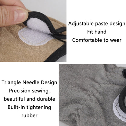 CLS Outdoor Cookout Barbecue Heat Resistant Protective Cowhide Gloves, Khaki, Silver Gray