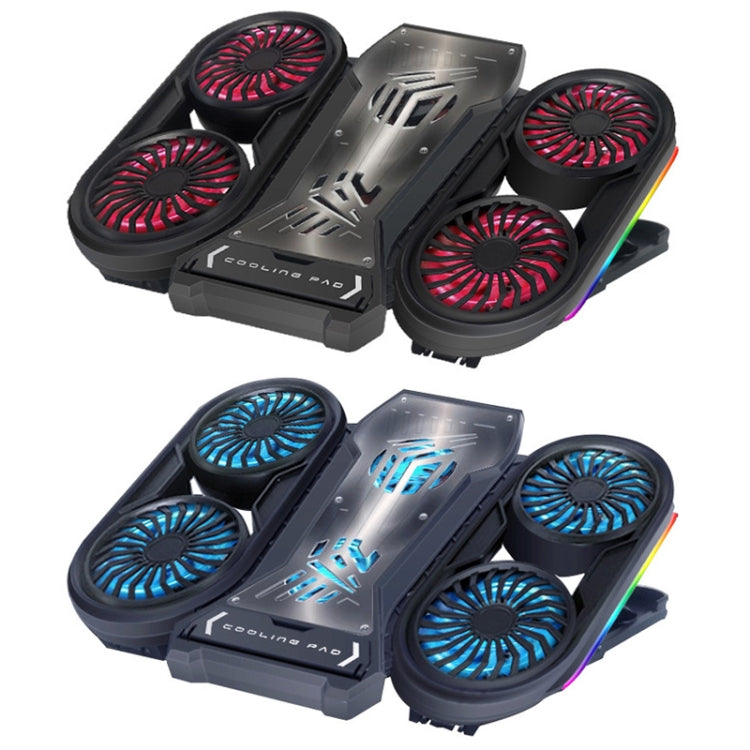 NUOXI Q6 RGB Lighting Effect Laptop Radiator with Phone Holder, Red, Blue