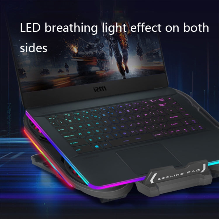 NUOXI Q6 RGB Lighting Effect Laptop Radiator with Phone Holder, Red, Blue