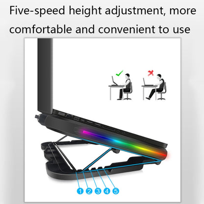 NUOXI Q6 RGB Lighting Effect Laptop Radiator with Phone Holder, Red, Blue