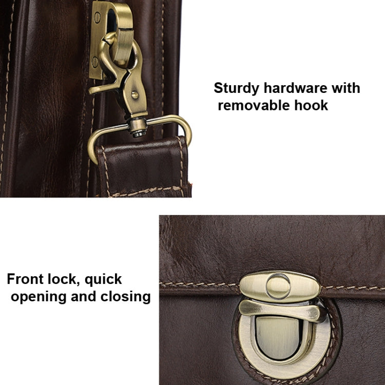 Men Retro Cowhide Leather Briefcase Multifunctional Laptop Bag for 15.6 Inch Computer