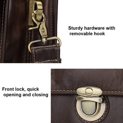 Men Retro Cowhide Leather Briefcase Multifunctional Laptop Bag for 15.6 Inch Computer
