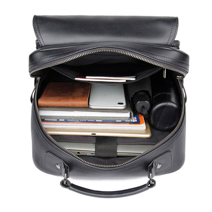 Casual Business Cowhide Leather Backpack Laptop Bag For Men