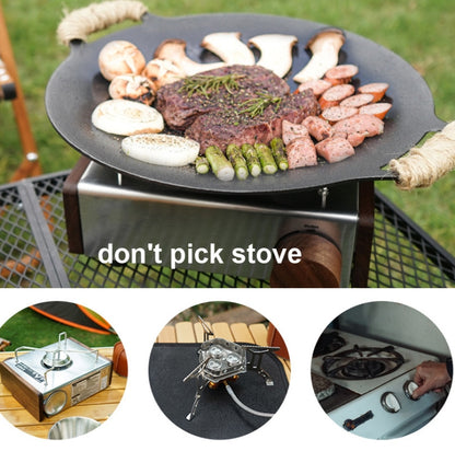 Outdoor Camping BBQ Cast Iron Grill Pan,Style:, Baking Pan Only, Baking Pan+Hemp Rope, Baking Pan+Hemp Rope+Storage Bag, Baking Pan+Net+Hemp Rope, Baking Pan+Net+Hemp Rope+Storage Bag