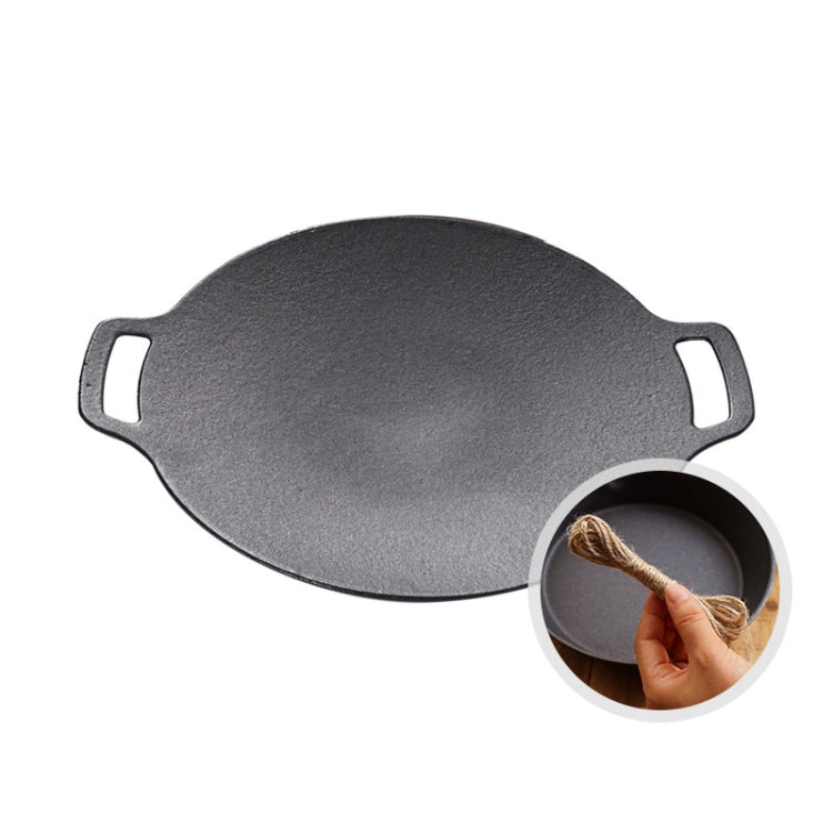 Outdoor Camping BBQ Cast Iron Grill Pan,Style:, Baking Pan Only, Baking Pan+Hemp Rope, Baking Pan+Hemp Rope+Storage Bag, Baking Pan+Net+Hemp Rope, Baking Pan+Net+Hemp Rope+Storage Bag