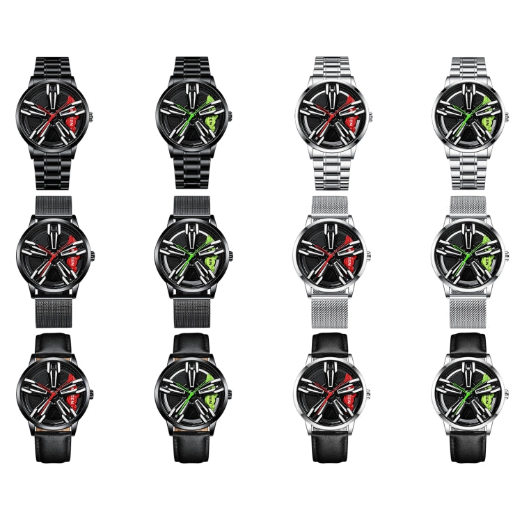 FNGEEN L001 Motorcycle Element Wheel Metal Men Watch, Black steel Red Surface, Black Steel Green Surface, White Steel Red Surface, White Steel Green Surface, Black Net Black Steel Red Surface, Black Net Black Steel Green Surface...