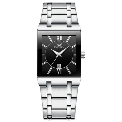 FNGEEN 3627 Waterproof Calendar Men Square Watch, Full Gold Black Surface, Full Gold Gold Surface, Black Belt Rose Shell Black Surface, Black Belt Gold Shell Black Surface, Black Belt Black Shell Black Surface, White Steel White Surface