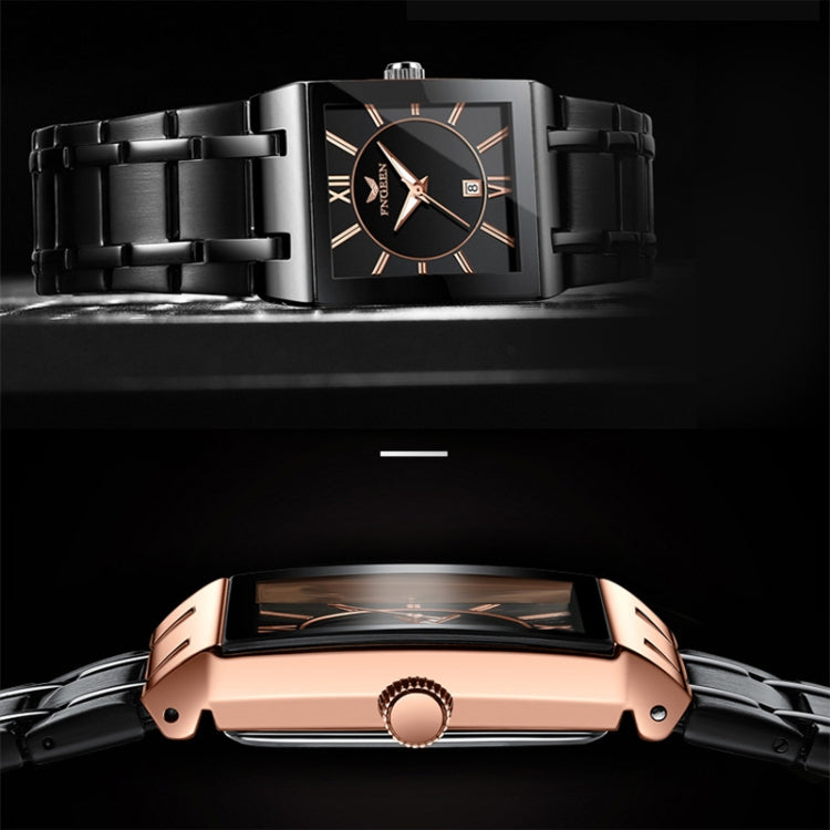 FNGEEN 3627 Waterproof Calendar Men Square Watch, Full Gold Black Surface, Full Gold Gold Surface, Black Belt Rose Shell Black Surface, Black Belt Gold Shell Black Surface, Black Belt Black Shell Black Surface, White Steel White Surface