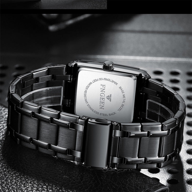 FNGEEN 3627 Waterproof Calendar Men Square Watch, Full Gold Black Surface, Full Gold Gold Surface, Black Belt Rose Shell Black Surface, Black Belt Gold Shell Black Surface, Black Belt Black Shell Black Surface, White Steel White Surface