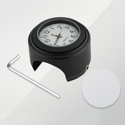 Aluminum Alloy Plating Motorcycle Handlebar Clock, Clock Silver Shell Black Background, Clock Silver Shell White Background, Clock Black Shell White Background, Clock Black Shell Black Background