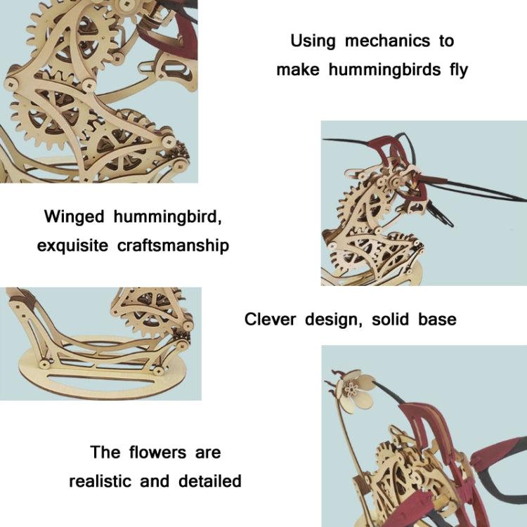 3D Wooden Mechanical Hummingbird Hand-Assembled Puzzle Model, Hummingbird