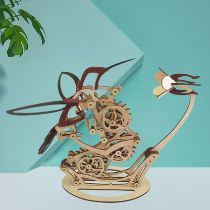 3D Wooden Mechanical Hummingbird Hand-Assembled Puzzle Model, Hummingbird