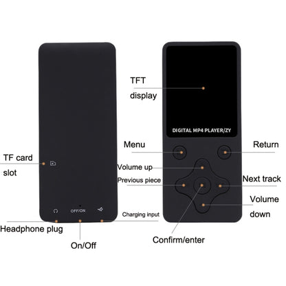 T68 Card Lossless Sound Quality Ultra-thin HD Video MP4 Player, Cross Key