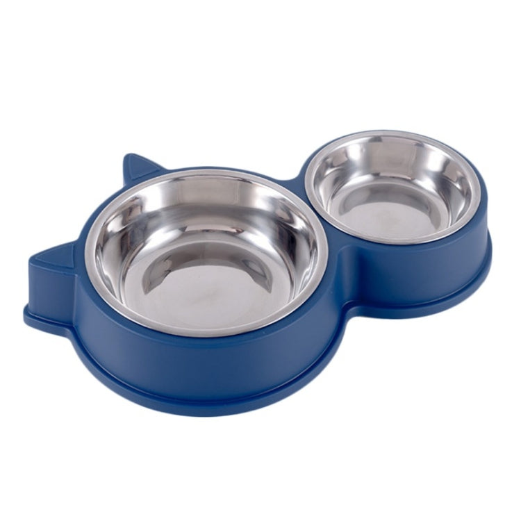 Pet Cat Ears Stainless Steel Double Bowl, Cat Ears Blue, Cat Ears Green, Cat Ears Pink