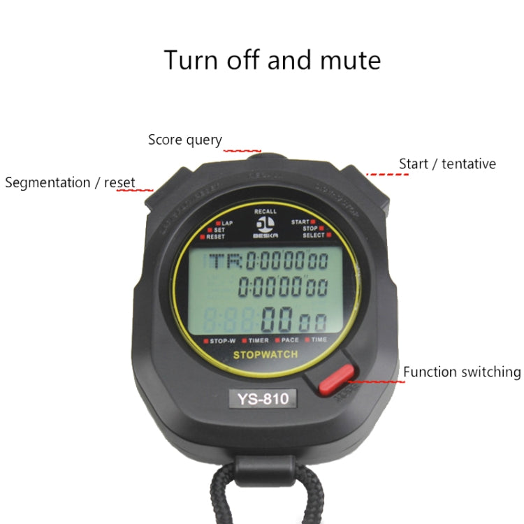YS Electronic Stopwatch Timer Track And Field Training Running Watch, Style:, YS-810 10 Memories (Black), YS-830 30 Memories (Black), YS-860 60 Memories (Black), YS-8100 100 Memories (Black), YS-810 10 Memories (White), YS-830 30 Memories (White)