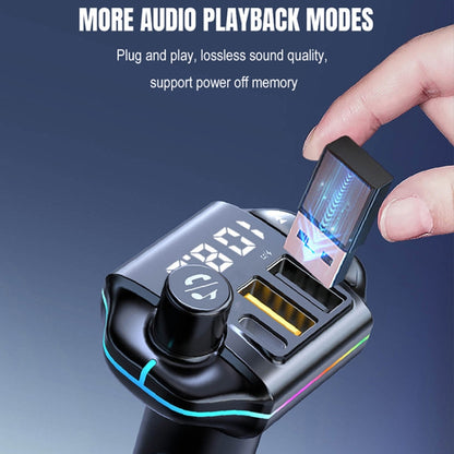 A10 Colorful Atmosphere Light FM Bluetooth Transmitter Car Charger, A10