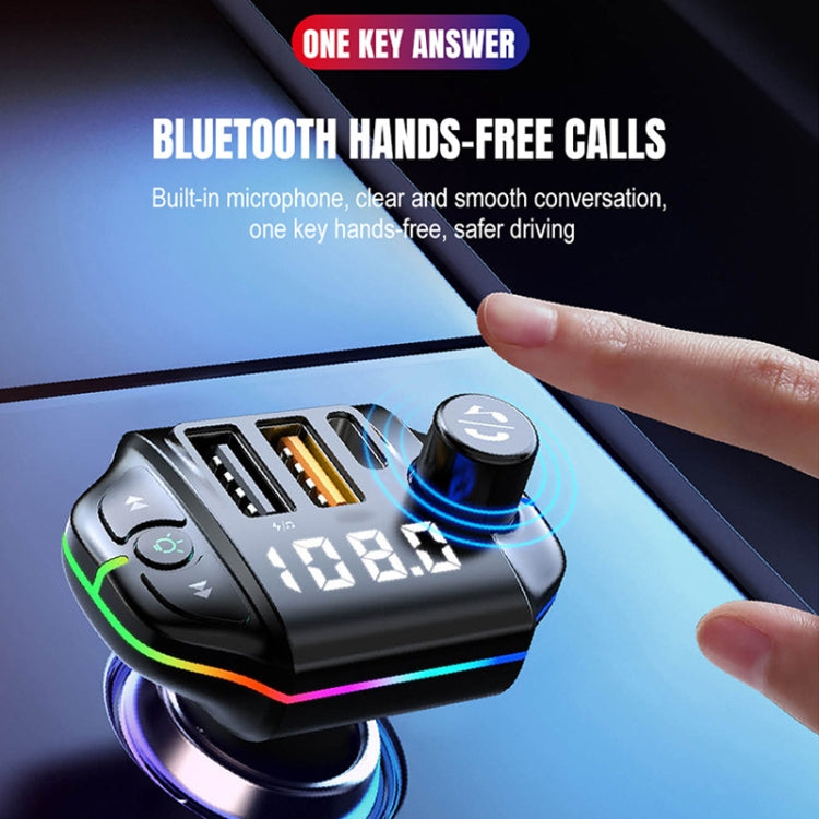 A10 Colorful Atmosphere Light FM Bluetooth Transmitter Car Charger, A10
