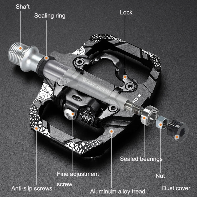 A Pair WEST BIKING YP0802086 Mountain Bike Aluminum Bearing Pedals, YP0802086