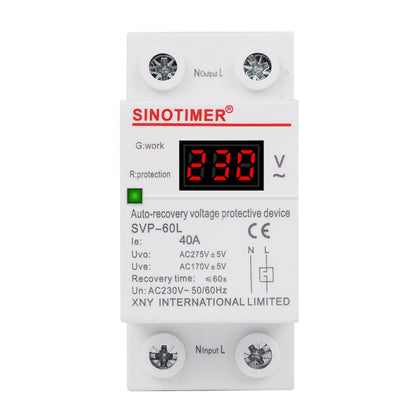 SINOTIMER 220V 40A LED Digital Display Delay Automatic Reset Under-voltage Protector, SVP-60L