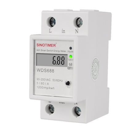 SINOTIMER WDS688 Smart WiFi Single-Phase Power Meter Mobile APP Home Rail Meter 5-60A 230V, WDS688