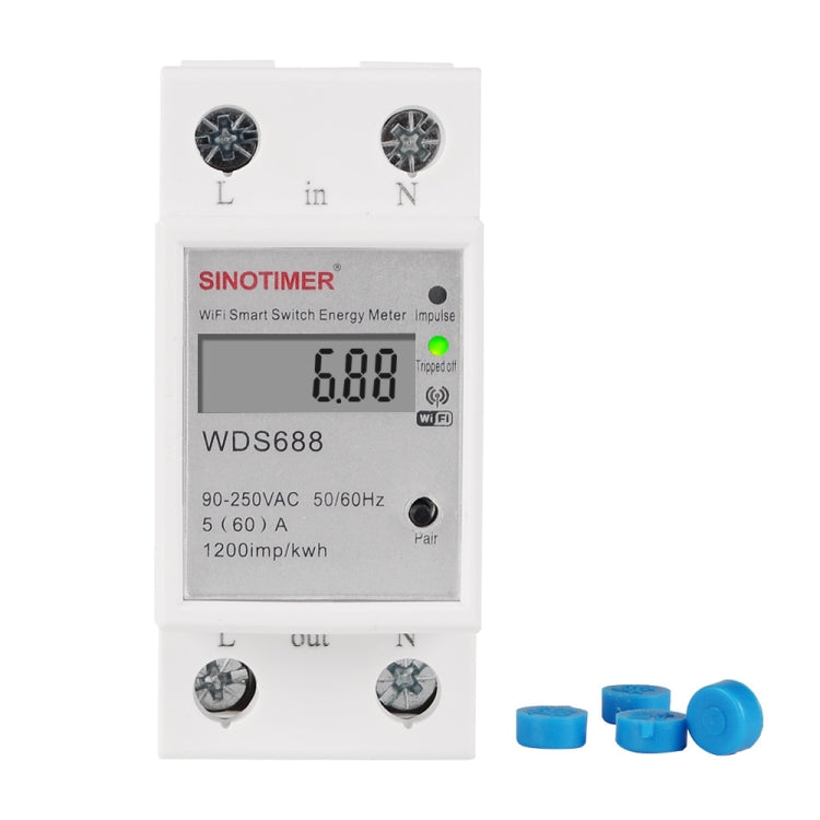 SINOTIMER WDS688 Smart WiFi Single-Phase Power Meter Mobile APP Home Rail Meter 5-60A 230V, WDS688