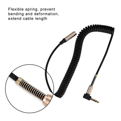 5PCS 3.5MM Male To Female Elbow Spring Retractable Audio Line, Cable Length: 1.5m