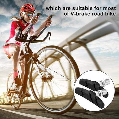 2 Pairs Silent V-brake Bicycle Brake Shoes, Black, Blue