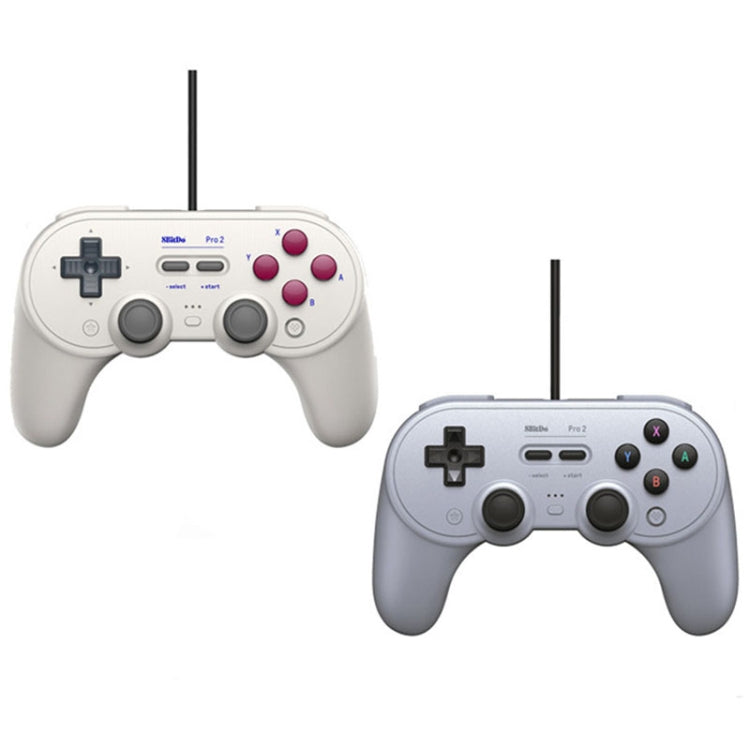 8Bitdo Pro 2 Wired Gamepad For Switch, White, Gray