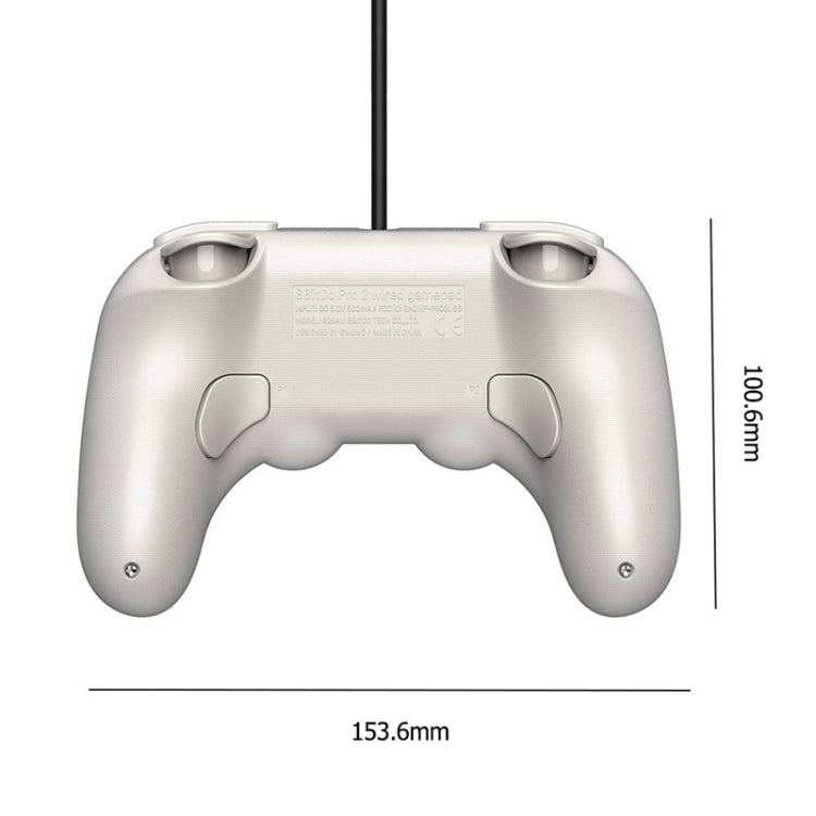8Bitdo Pro 2 Wired Gamepad For Switch, White, Gray