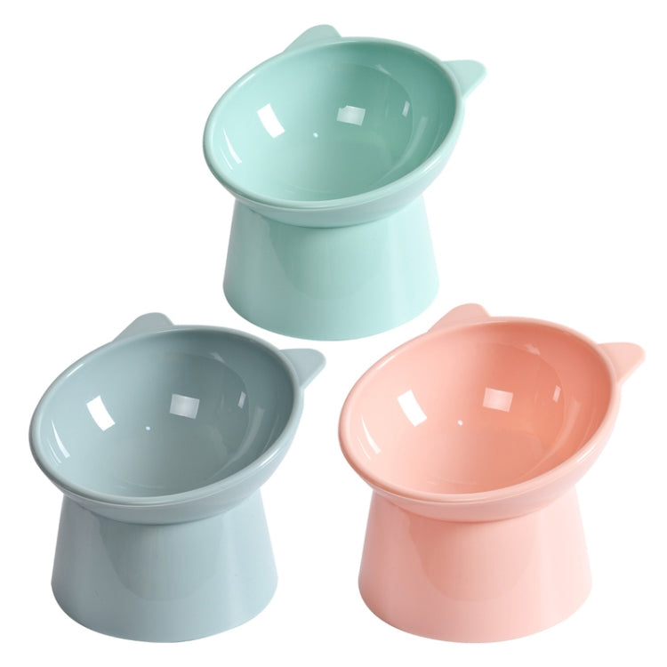 Pet Tall Protection Cervical Slant Mouth Food Bowl Anti-overturning Plastic Cat Bowl, Blue, Pink, Gray