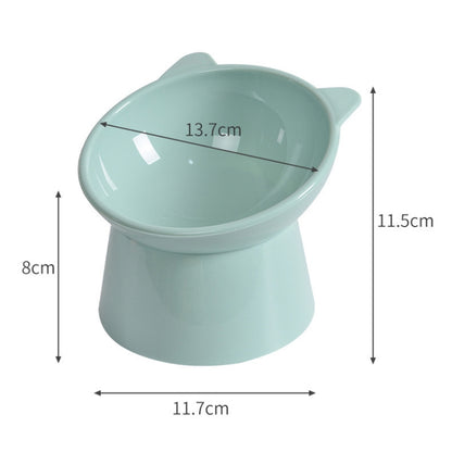 Pet Tall Protection Cervical Slant Mouth Food Bowl Anti-overturning Plastic Cat Bowl, Blue, Pink, Gray
