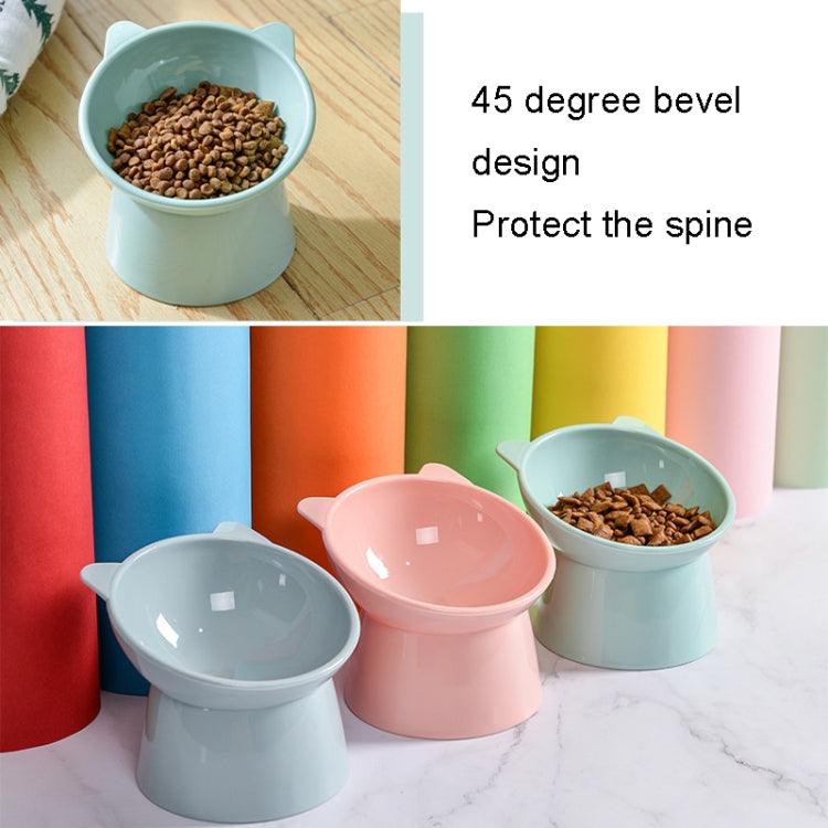 Pet Tall Protection Cervical Slant Mouth Food Bowl Anti-overturning Plastic Cat Bowl, Blue, Pink, Gray