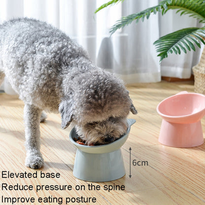 Pet Tall Protection Cervical Slant Mouth Food Bowl Anti-overturning Plastic Cat Bowl, Blue, Pink, Gray