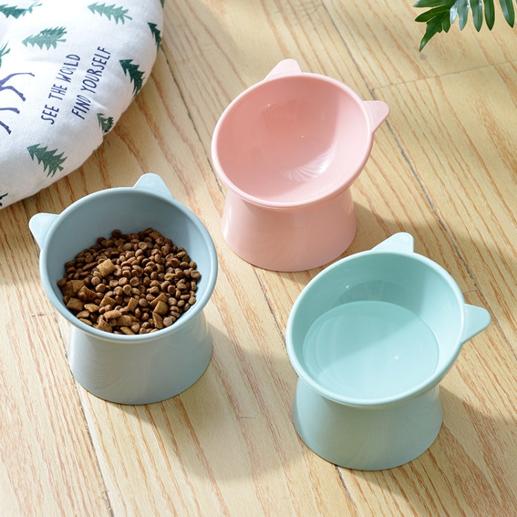 Pet Tall Protection Cervical Slant Mouth Food Bowl Anti-overturning Plastic Cat Bowl, Blue, Pink, Gray