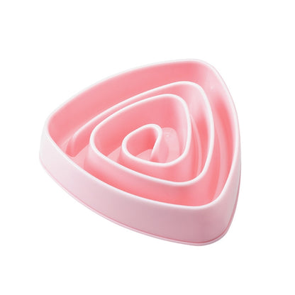 Plastic Triangle Resistant Pet Slow Bowl Anti-choking Dog Food Bowl, Large Pink, Large Blue, Large Beige