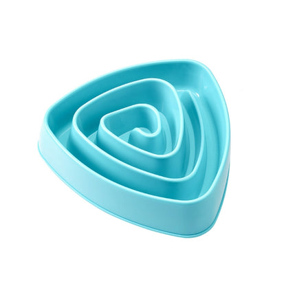 Plastic Triangle Resistant Pet Slow Bowl Anti-choking Dog Food Bowl, Large Pink, Large Blue, Large Beige
