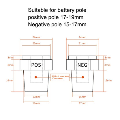3 Pairs Car Battery Pile Header Circular Column Battery Maintenance Modification Accessories, 3 Pairs