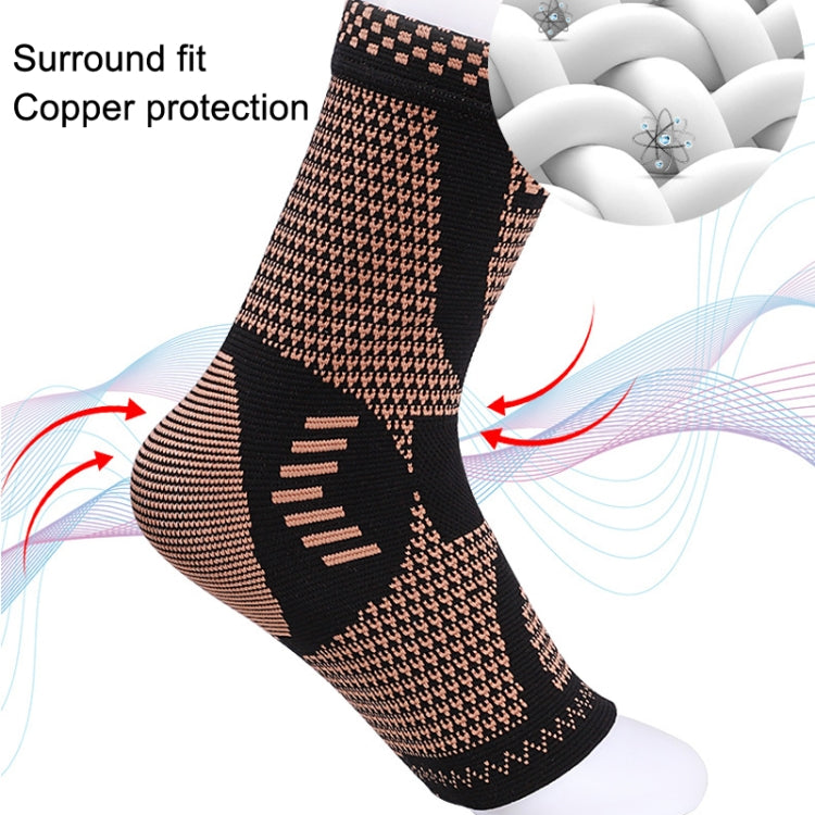 2pcs Copper Fiber Sports Ankle Pads Nylon Knitted Breathable Protective Gear, Black Orange S, Black Orange M, Black Orange L, Black Orange XL