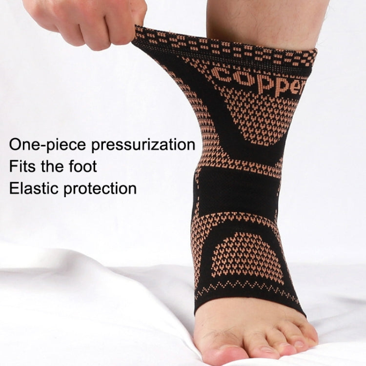 2pcs Copper Fiber Sports Ankle Pads Nylon Knitted Breathable Protective Gear, Black Orange S, Black Orange M, Black Orange L, Black Orange XL