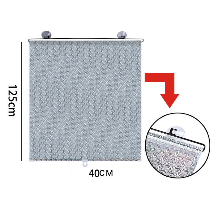 Suction Cup Car Shade Curtain Window Telescopic Roller Blind, Size: 50x125cm Silver Laser, 40x125cm Silver Lyser, 50x125cm Silver Laser, 40x125cm Black Mesh, 45x125cm Silver Lyser, 40x60cm Silver Lyser
