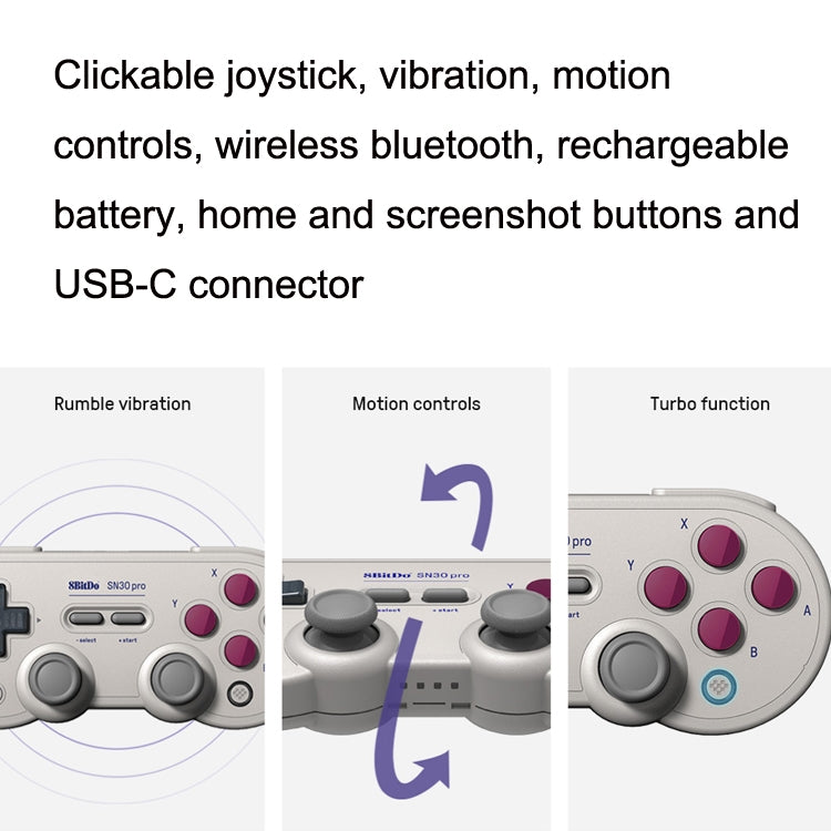 8Bitdo SN30ProG Vibration Burst Somatosensory Wireless Bluetooth Gamepad For Switch, SN30ProG